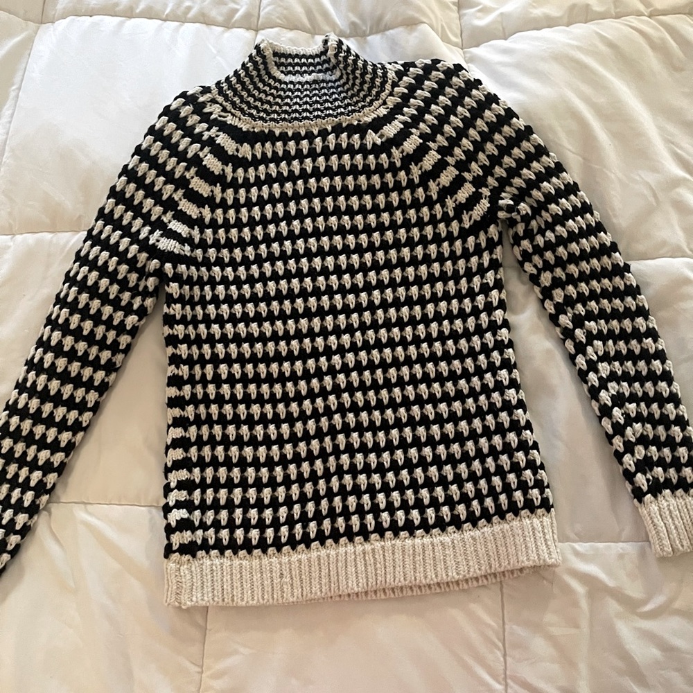 Loft cowl neck black and white sweater. Size M